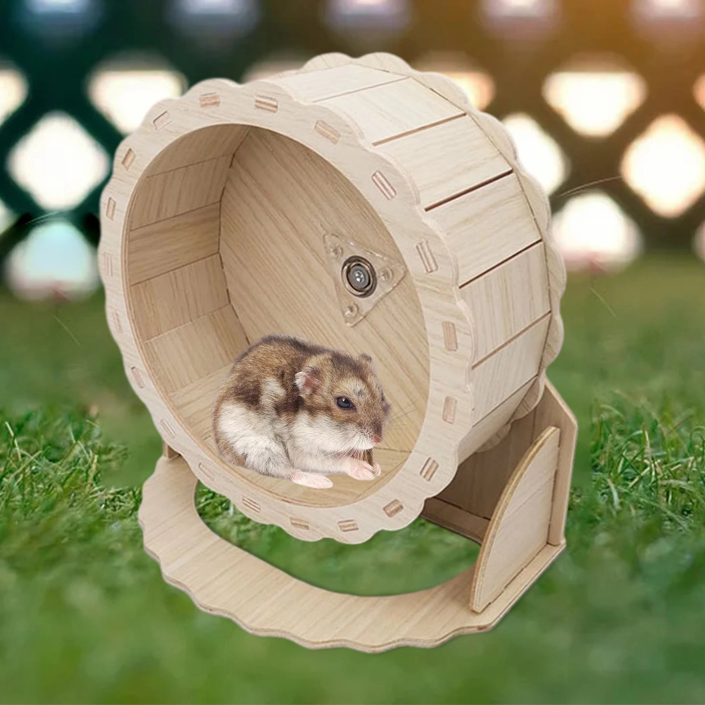 Hamster Wooden Running Wheel For Small Pets Cage Accessory