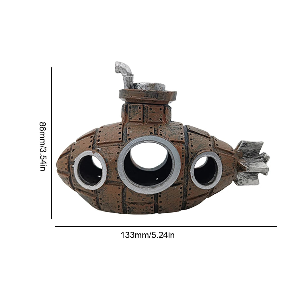 MOJOYCE Aquarium Submarine Ornament PVC Hiding Decor For Tank