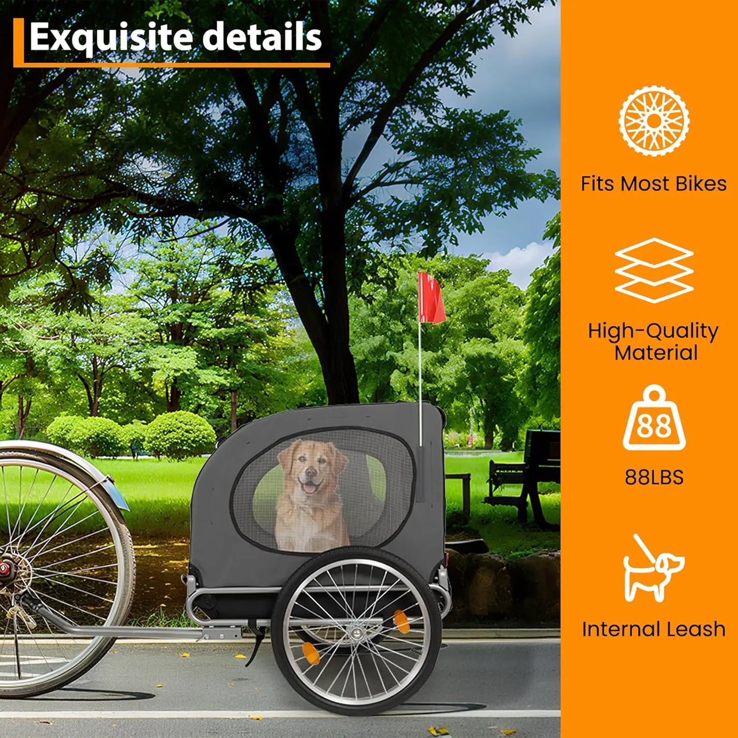 HiMISS Durable Steel Bike Trailer Pet Carrier With Folding Design