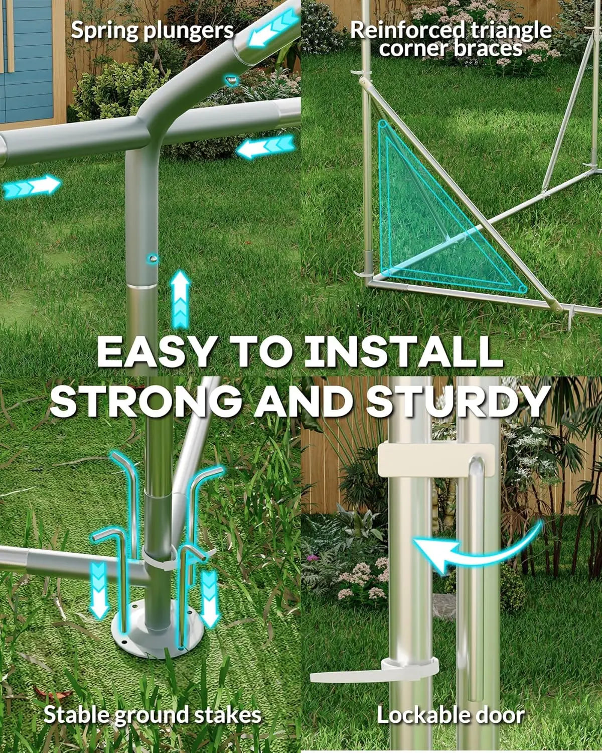 TWISTER.CK Chicken Coop Walk-In Metal Run With Waterproof UV Cover