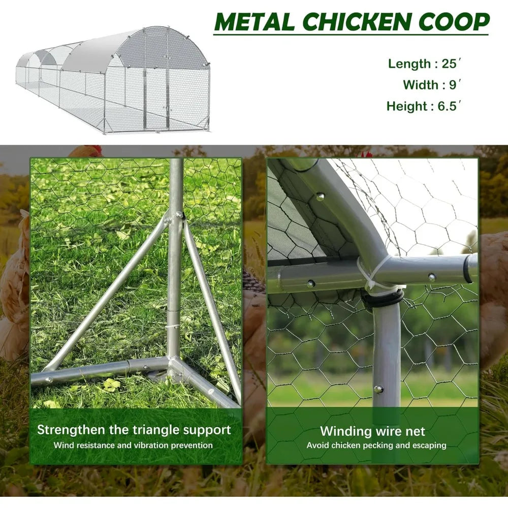 Chicken Coop Metal Enclosure For Backyard Poultry Shelter