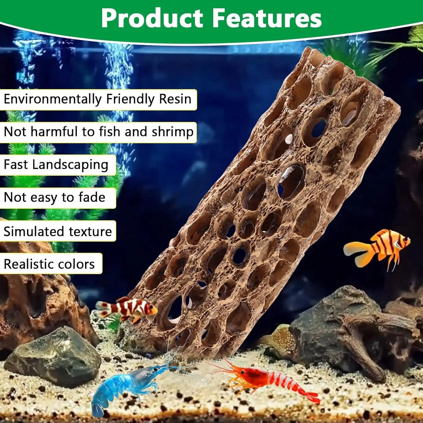 Resin Cholla Wood Aquarium Decoration Realistic Shrimp Hideouts