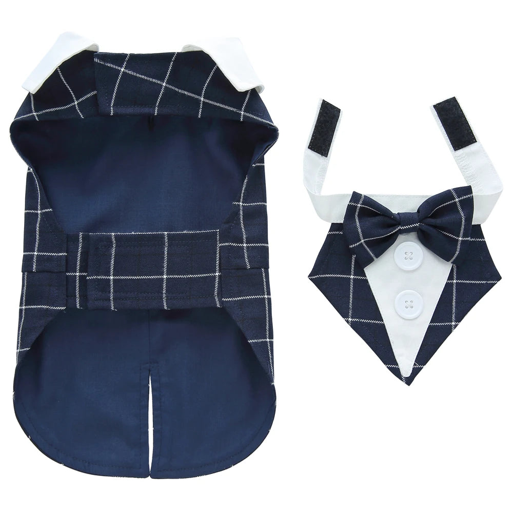 Dog Wedding Tuxedo Costume Polyester Striped Elegant Pet Attire