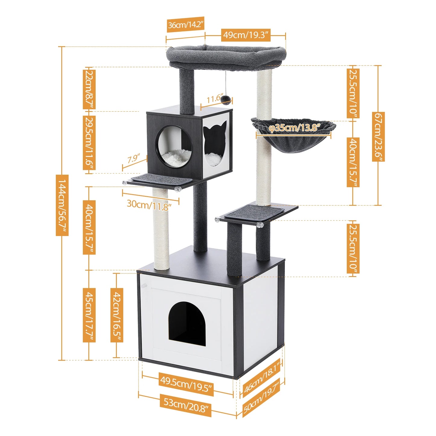 PAWZ Road Cat Tree Wooden Multi-Level With Scratching Posts