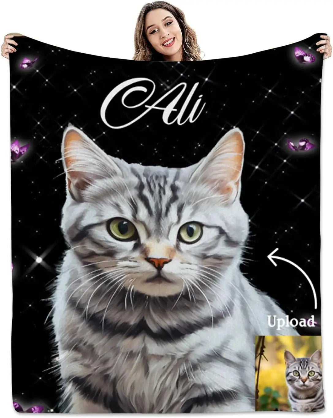 XMSJ Custom Dog Photo Blanket, Personalized Fleece Throw