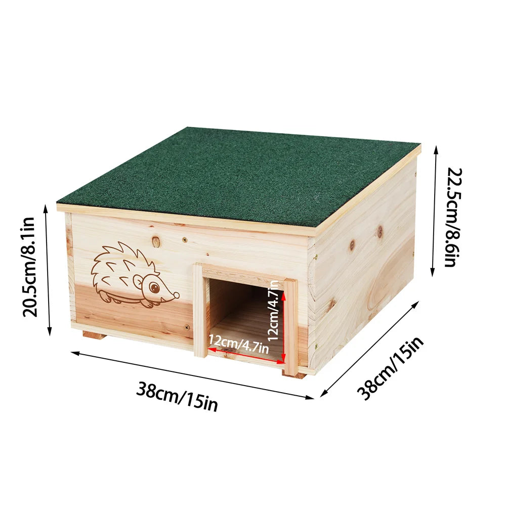Wooden Hedgehog House Weatherproof Outdoor Shelter