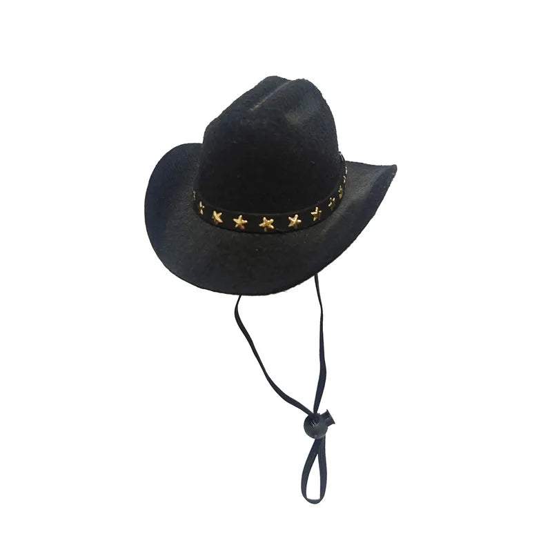 Dog Hat Cowboy Style Polyester Adjustable Top Hat For Pets