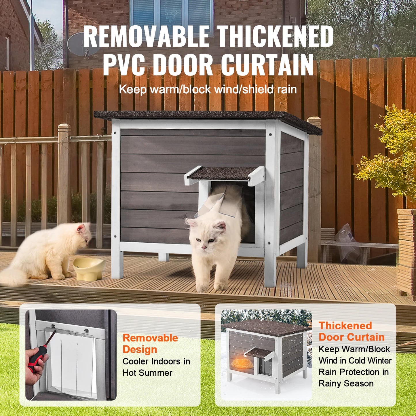 SucceBuy Outdoor Cat House Weatherproof Insulated Shelter
