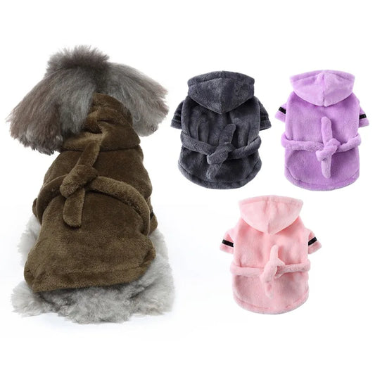 Dog Bathrobe Hooded Polyester Pajama Style For Dogs