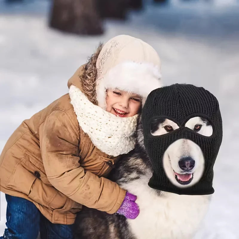 1pc Dog Halloween Christmas Costume Dog Ear Cover Noise Protection Knitted Dog Ear Warm Hat Dog Robber and Thief Mask Fun Pet Ro