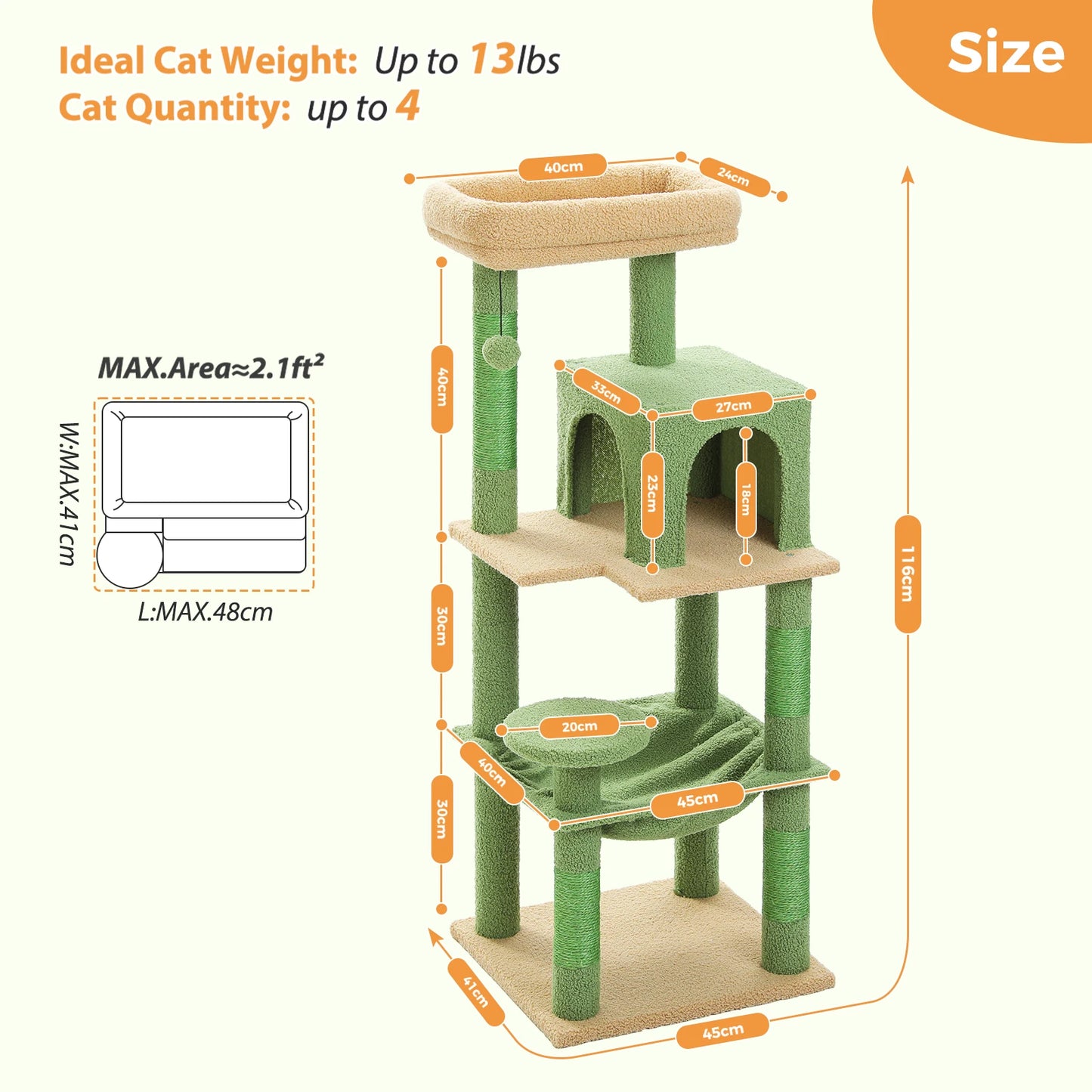 PETEPELACN Cat Tree 5-Level Tower for Indoor Cats Premium