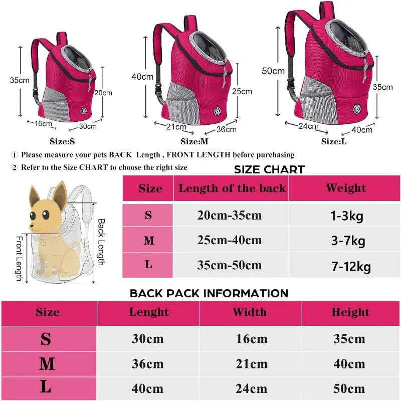 Backpack Dog Carrier Mesh Front Double Shoulder Design