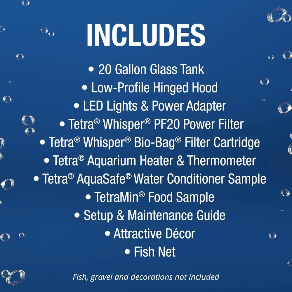 Professional Rectangular Glass Fish Tank with LED Lighting and Accessories