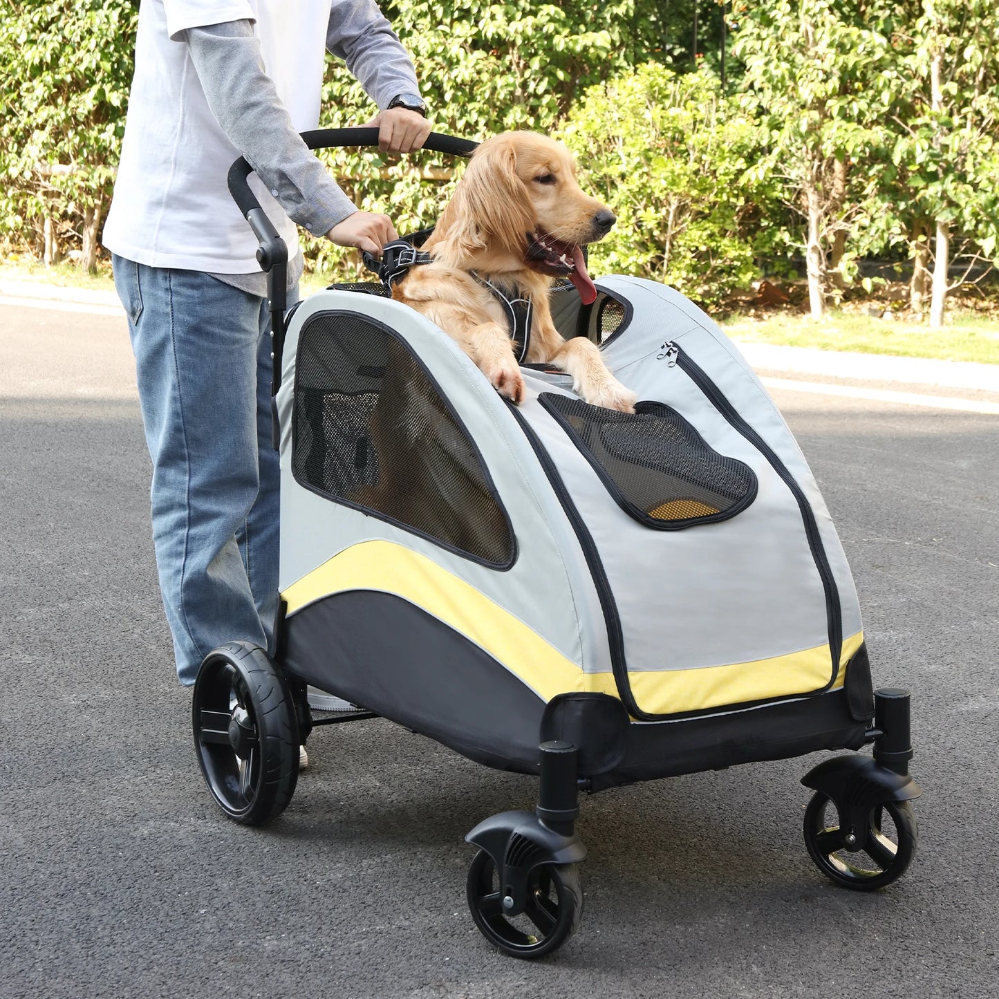 Dog Stroller Foldable Carrier for Outdoor Travel All Breeds