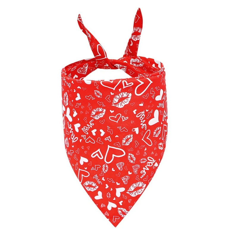 Dog Bandana Nylon Valentines Heart Print Durable Washable