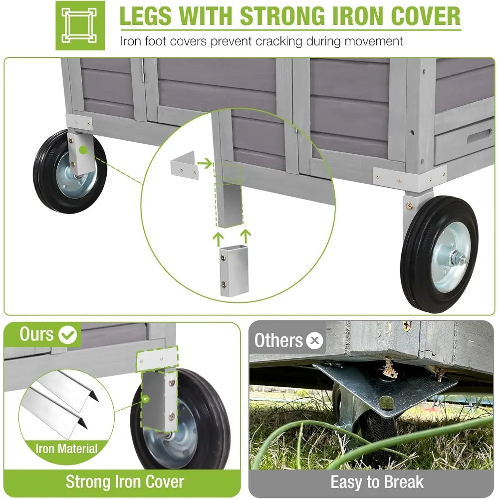 Chicken Coop Mobile With Large Wheels And Four Nesting Boxes