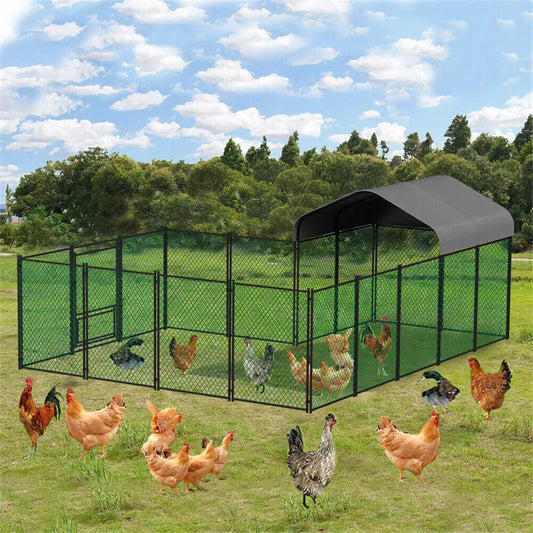 BORWART Walk-In Chicken Coop Outdoor Metal Kennel Pen