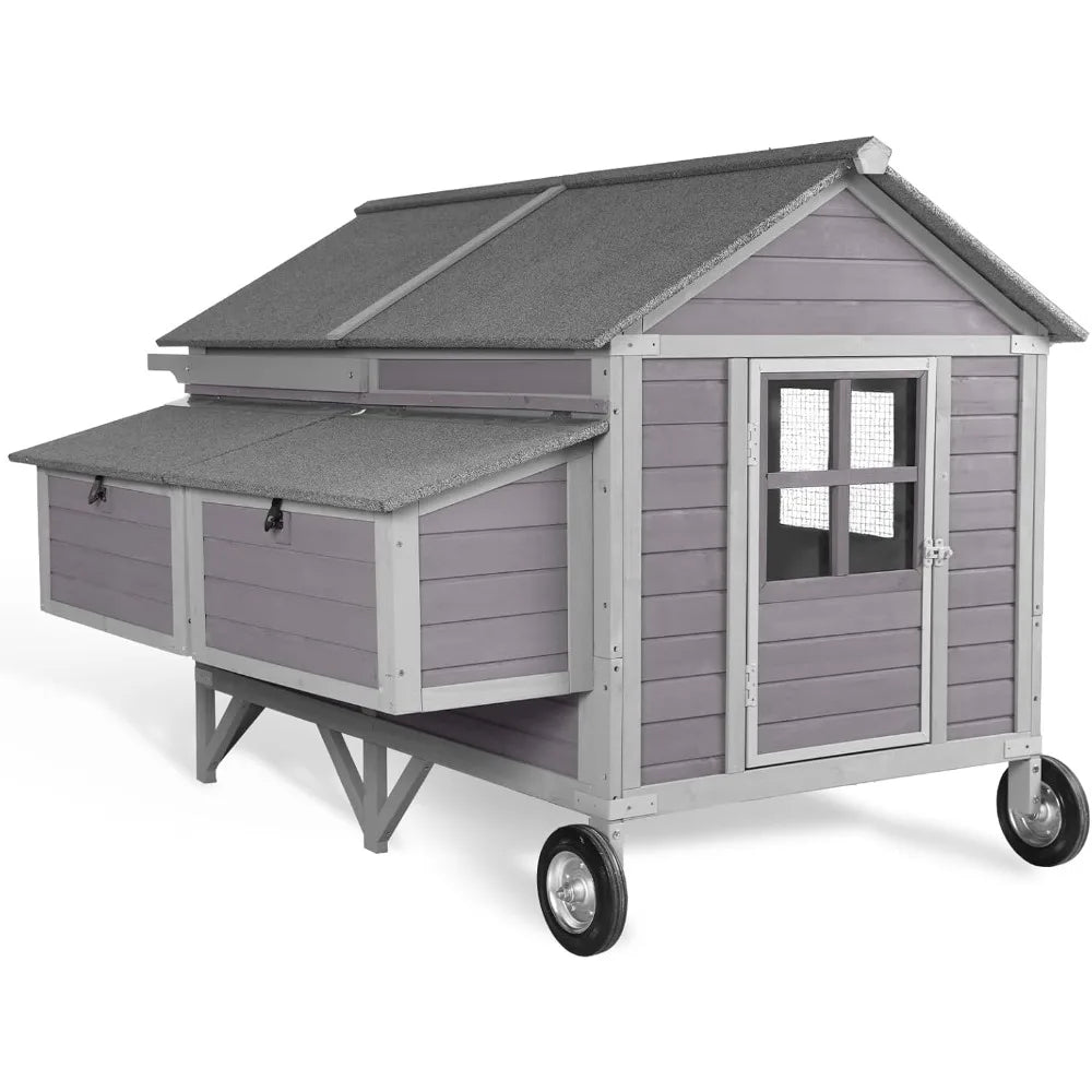 Chicken Coop Mobile With Large Wheels And Four Nesting Boxes