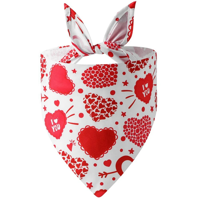 Dog Bandana Nylon Valentines Heart Print Durable Washable