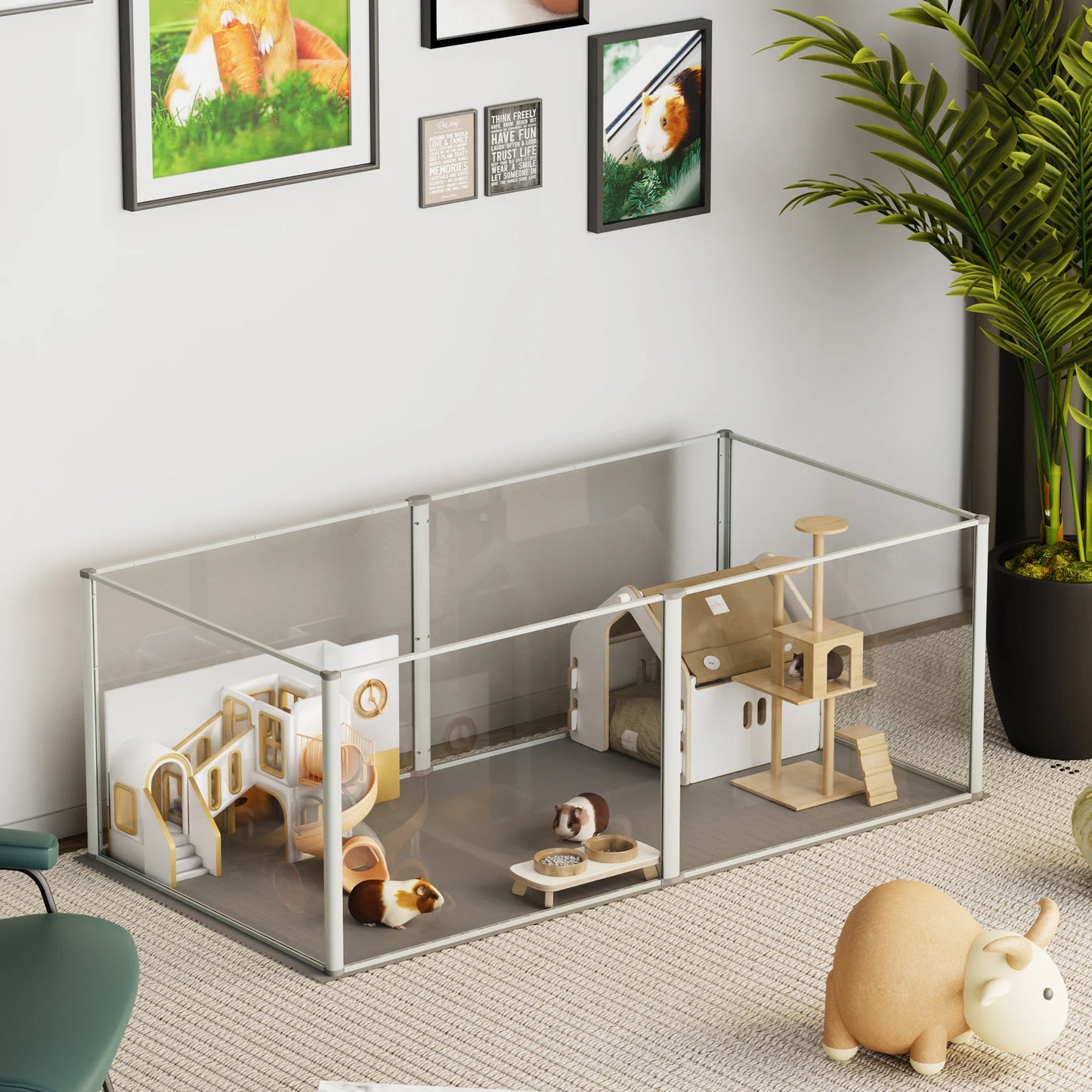 BINGOPAW Acrylic Dog Playpen Transparent Panels With Pad