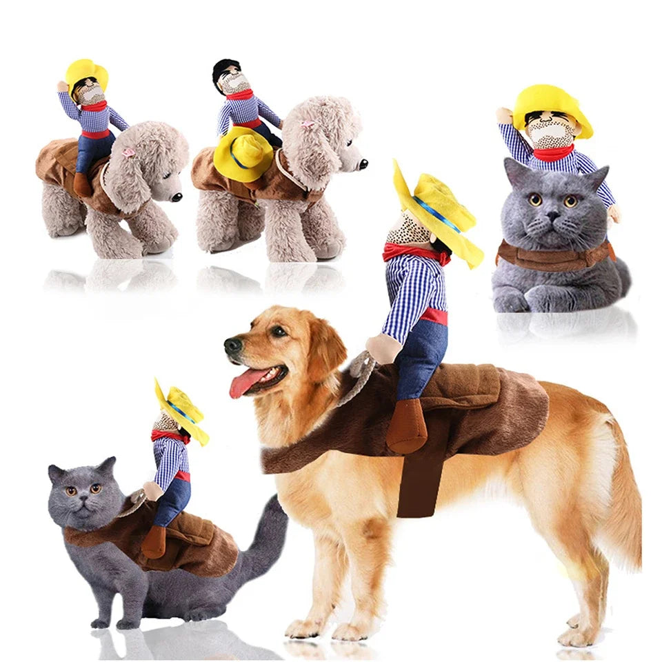 Dog Costume Cowboy Print Jacket For Small And Large Dogs