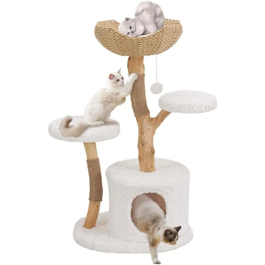 DAFIFY Cat Tree Tower Solid Wood Branch Luxury Condo