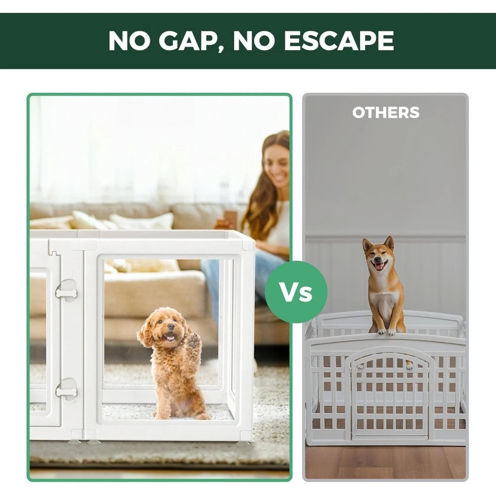 Indoor Dog Playpen Iron With Removable Divider For Two Compartments