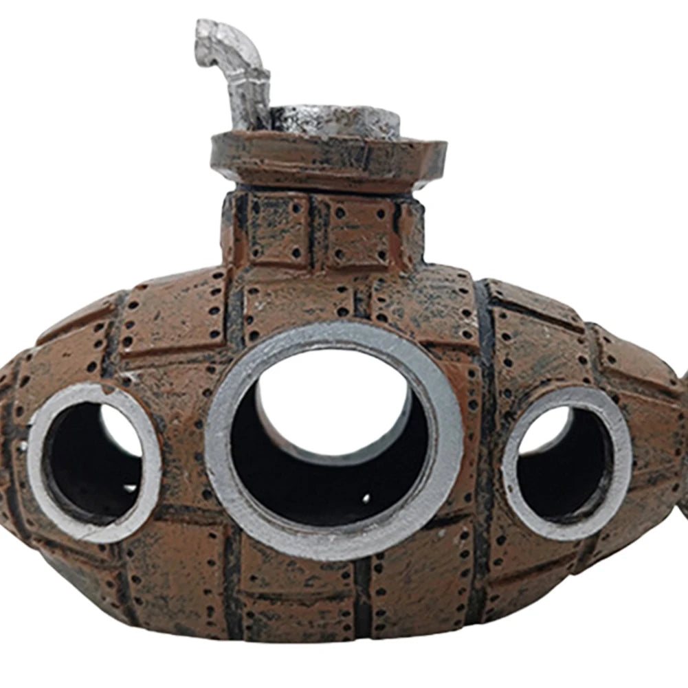 MOJOYCE Aquarium Submarine Ornament PVC Hiding Decor For Tank