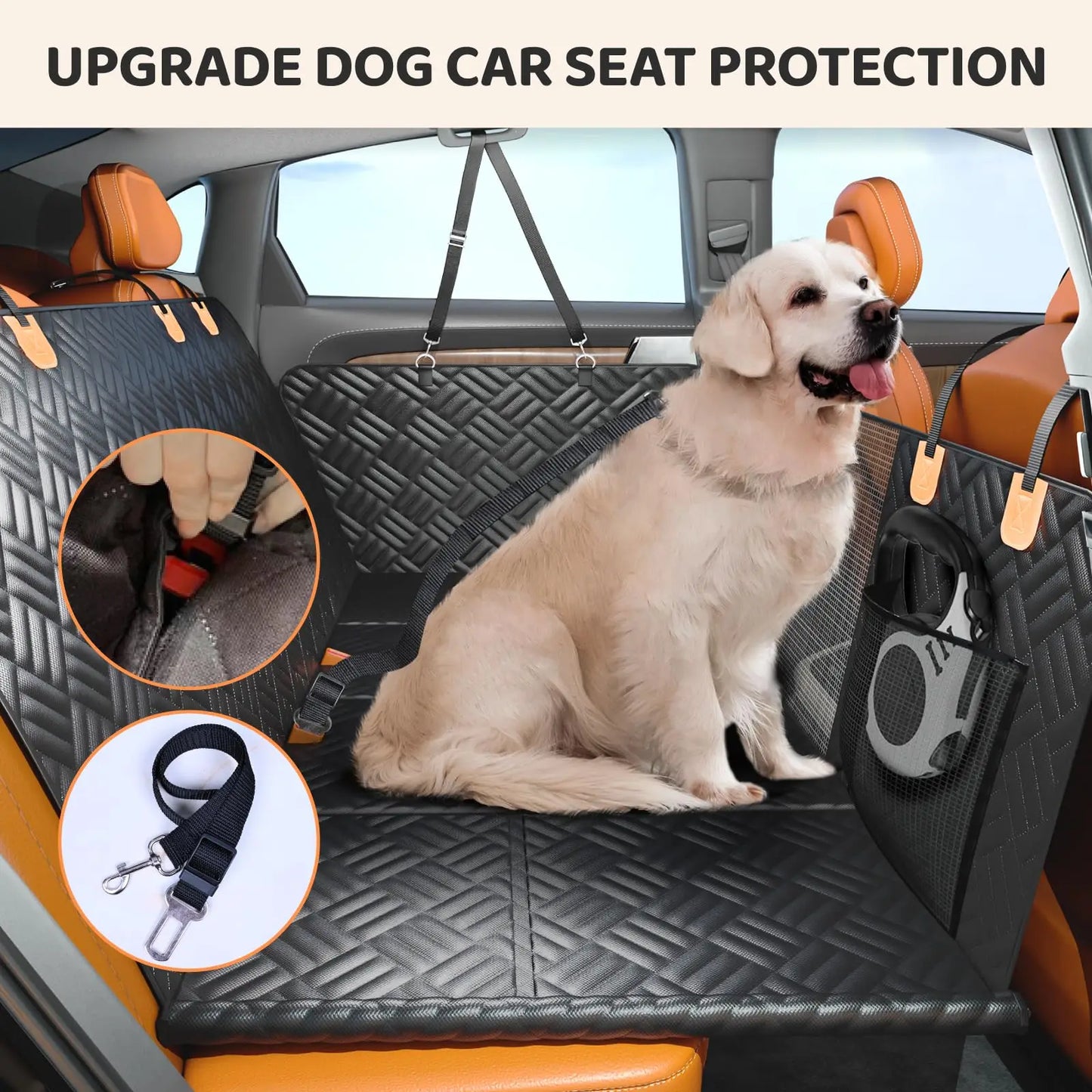 NONECN Car Back Seat Dog Cover With Hard Bottom Extender