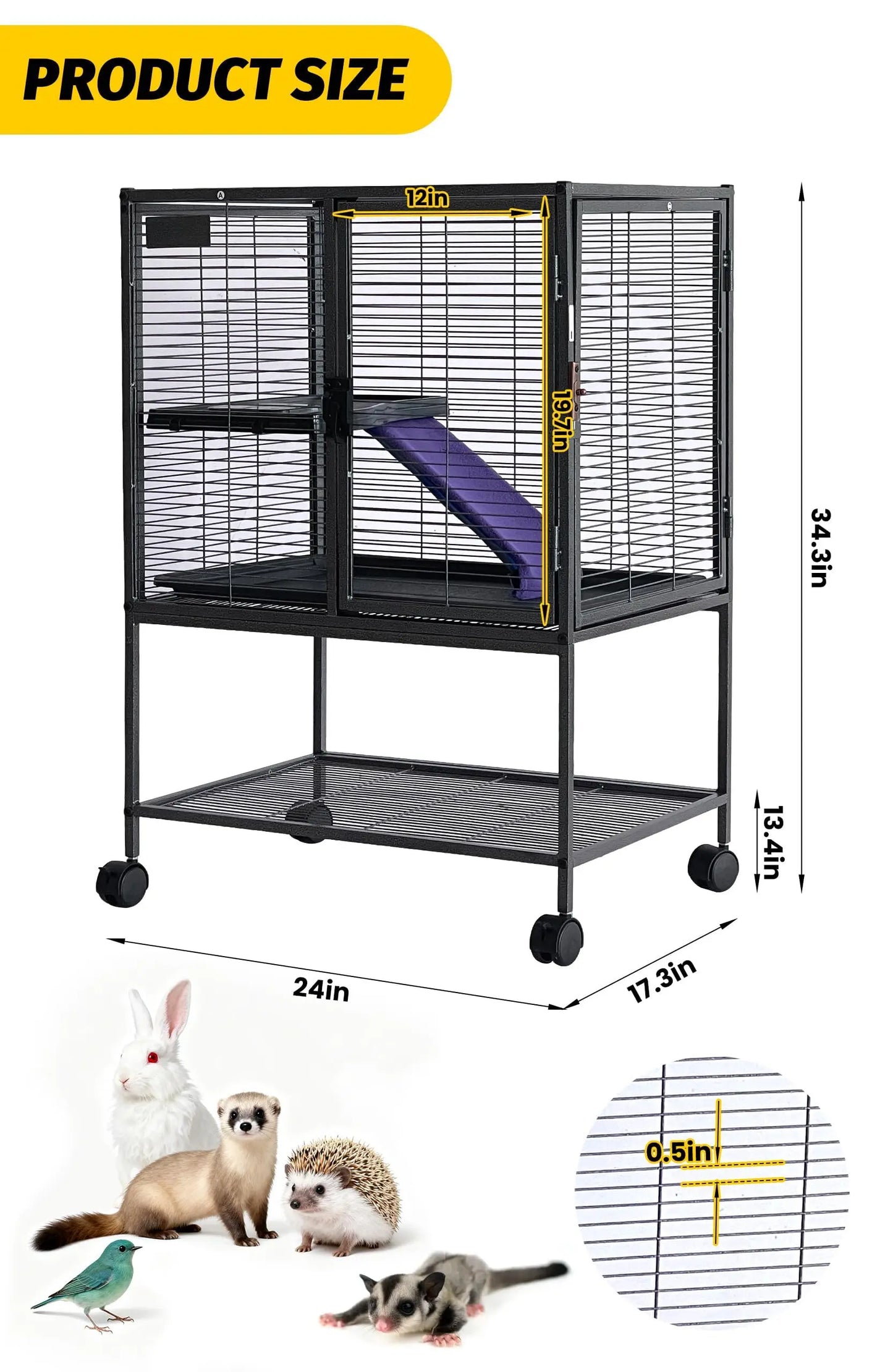 HiMISSCN Multi-Level Metal Small Animal Cage With Ramp