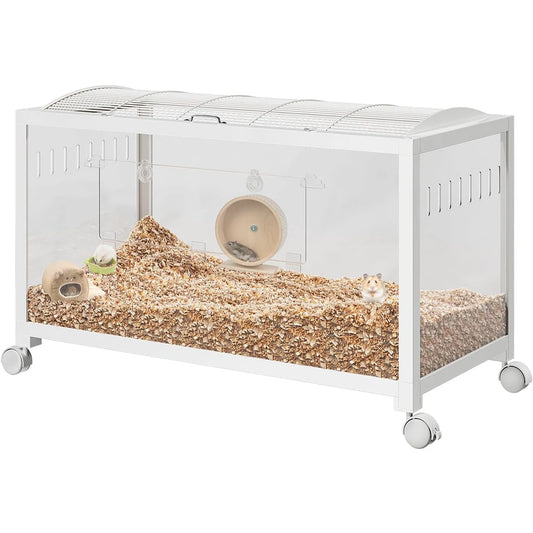 HiMISSCN Metal Rat Cage With Wheels PS Panels Top Opening