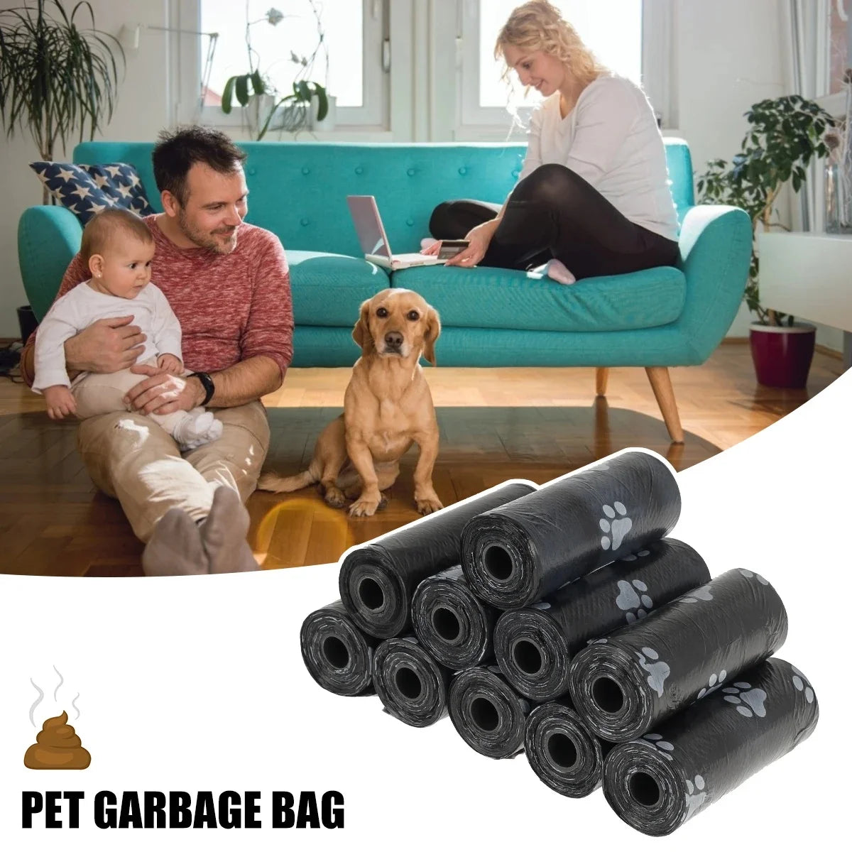 Dog Poop Bags Dispenser Biodegradable Rolls For Pets