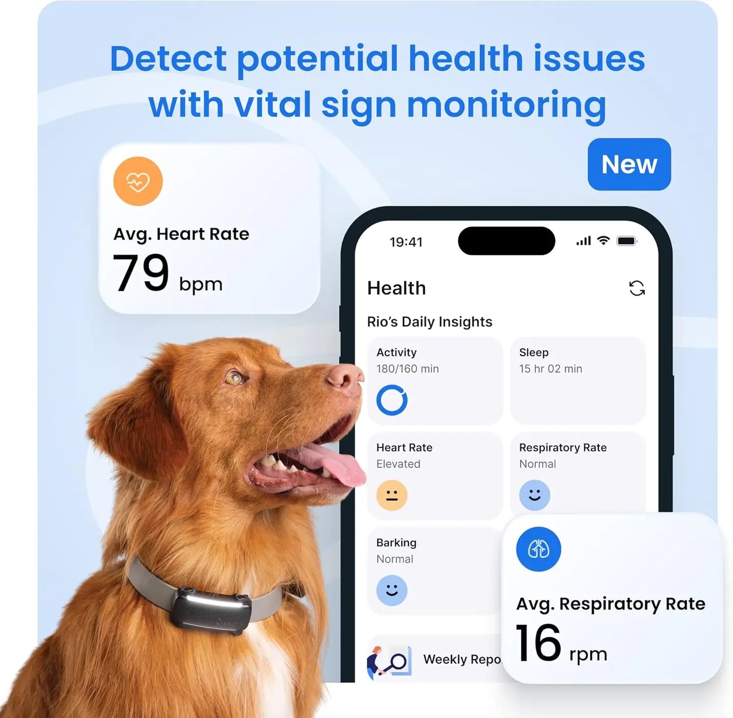 GPS Dog Tracker With Health Monitoring For Pets Safety