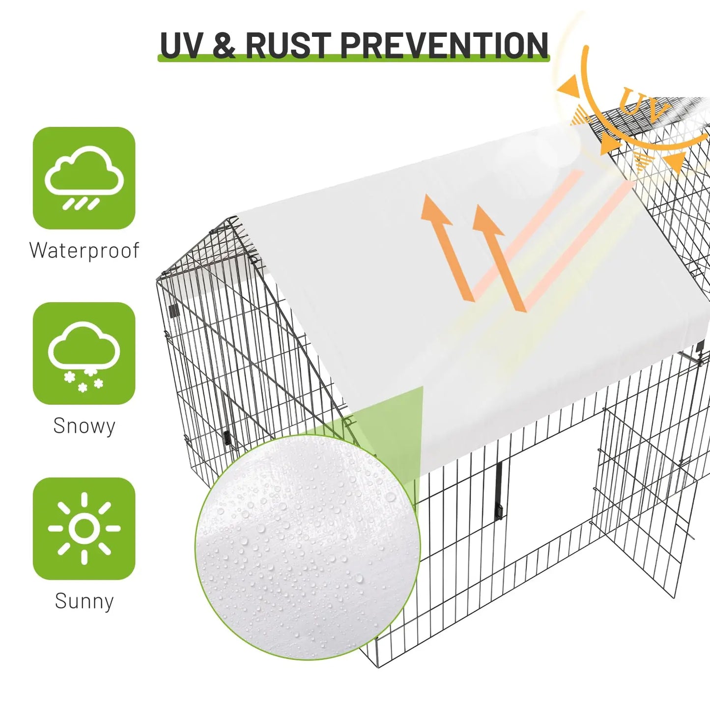 HiMISS Walk-In Chicken Coop Iron Kennel Hutch Outdoor
