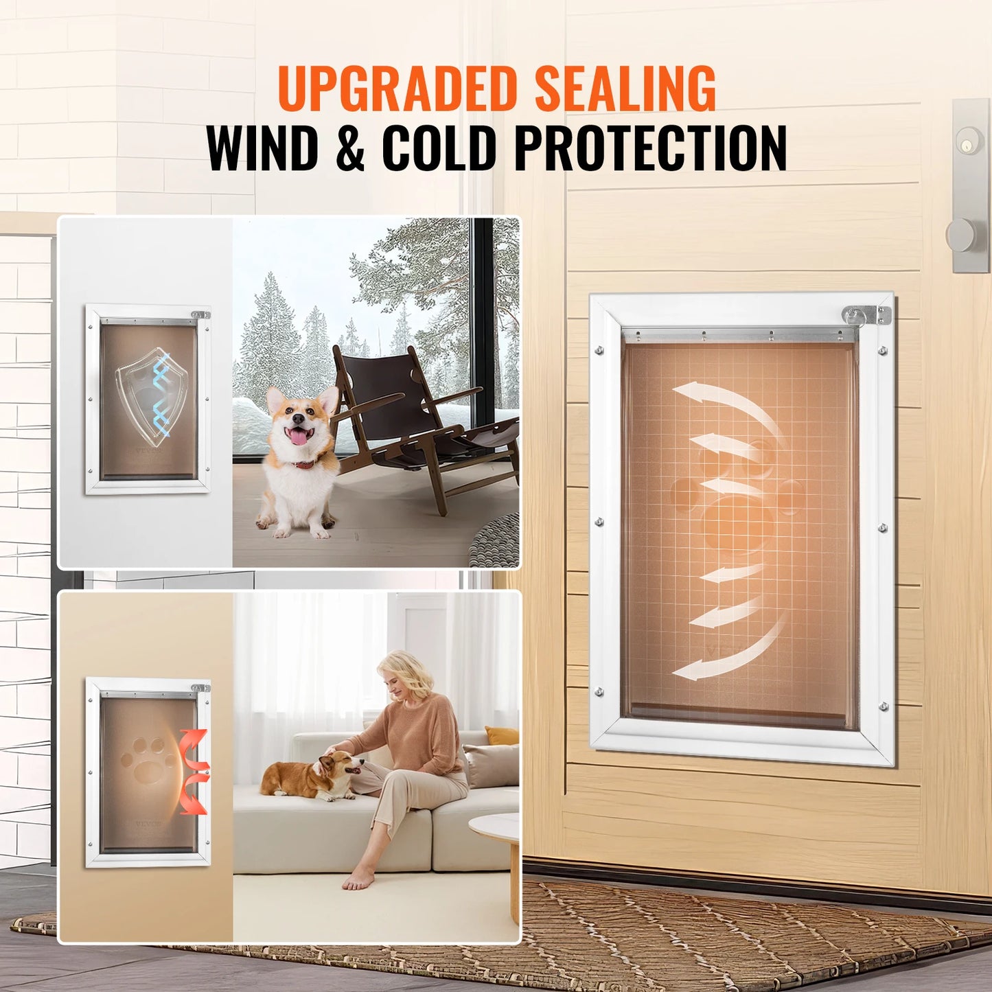 SucceBuy Pet Door Aluminum Frame With Lockable Flap
