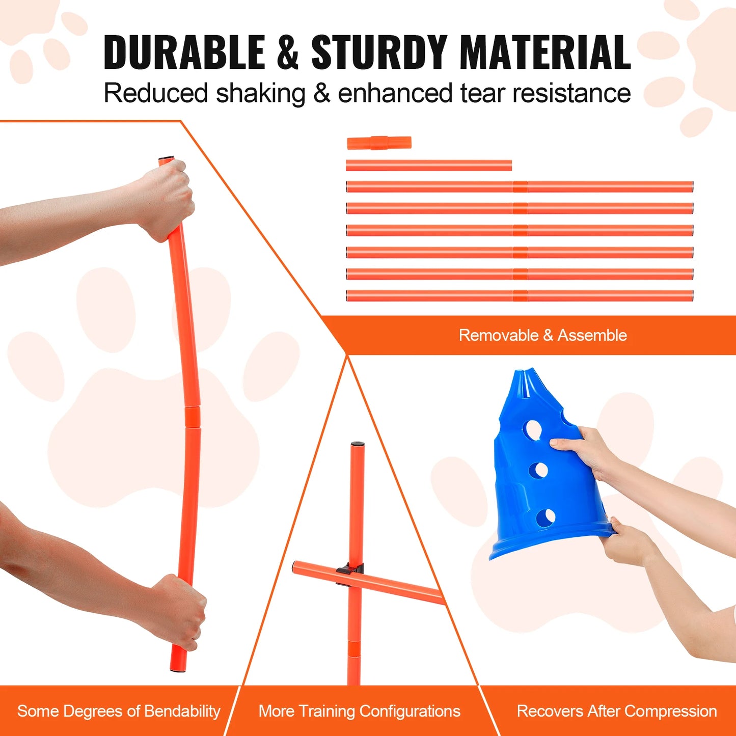 SucceBuy Dog Agility Hurdle Cone Set With Adjustable Crossbar