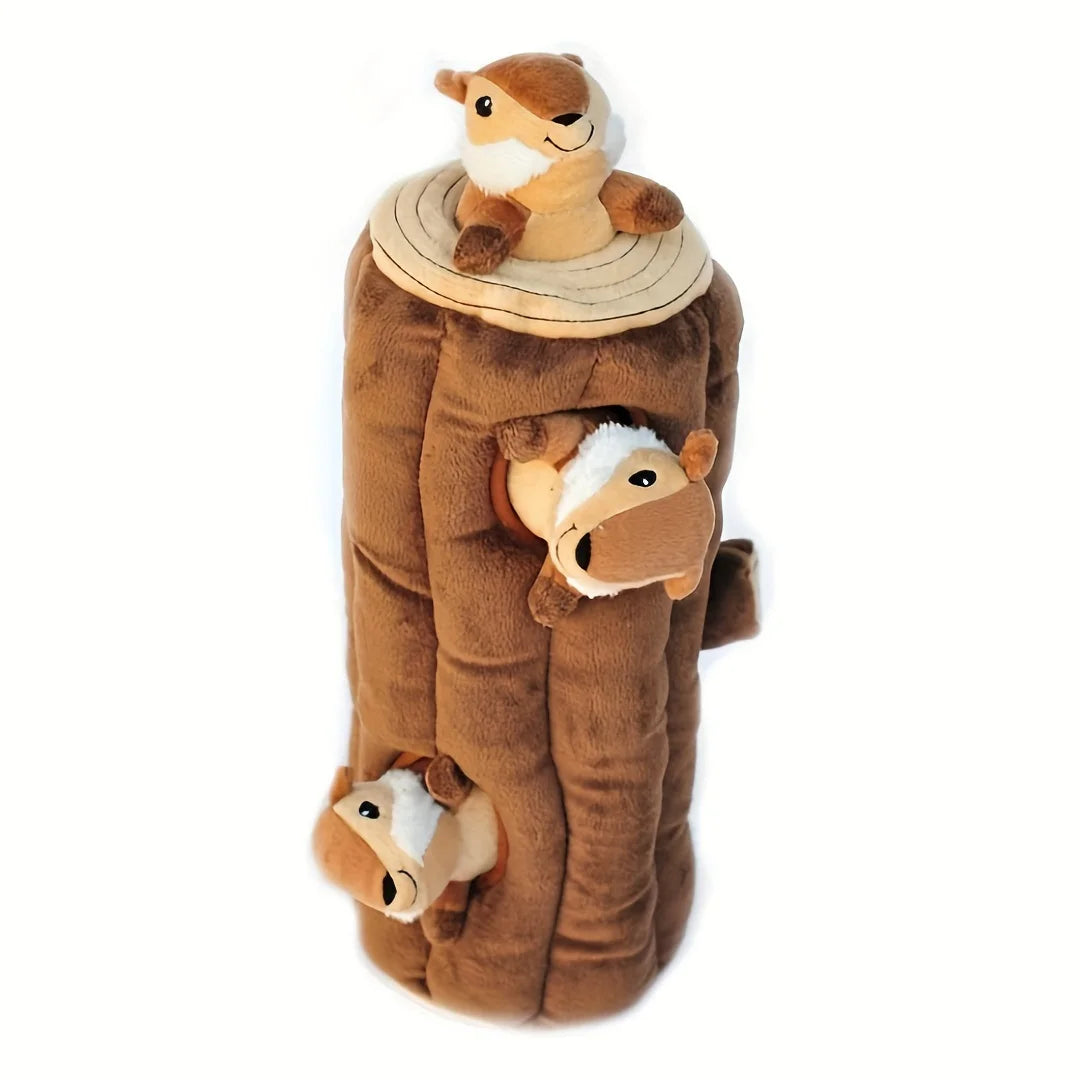 Interactive Plush Squirrel Dog Toy, Soft Fleece Hide-and-Seek Puzzle