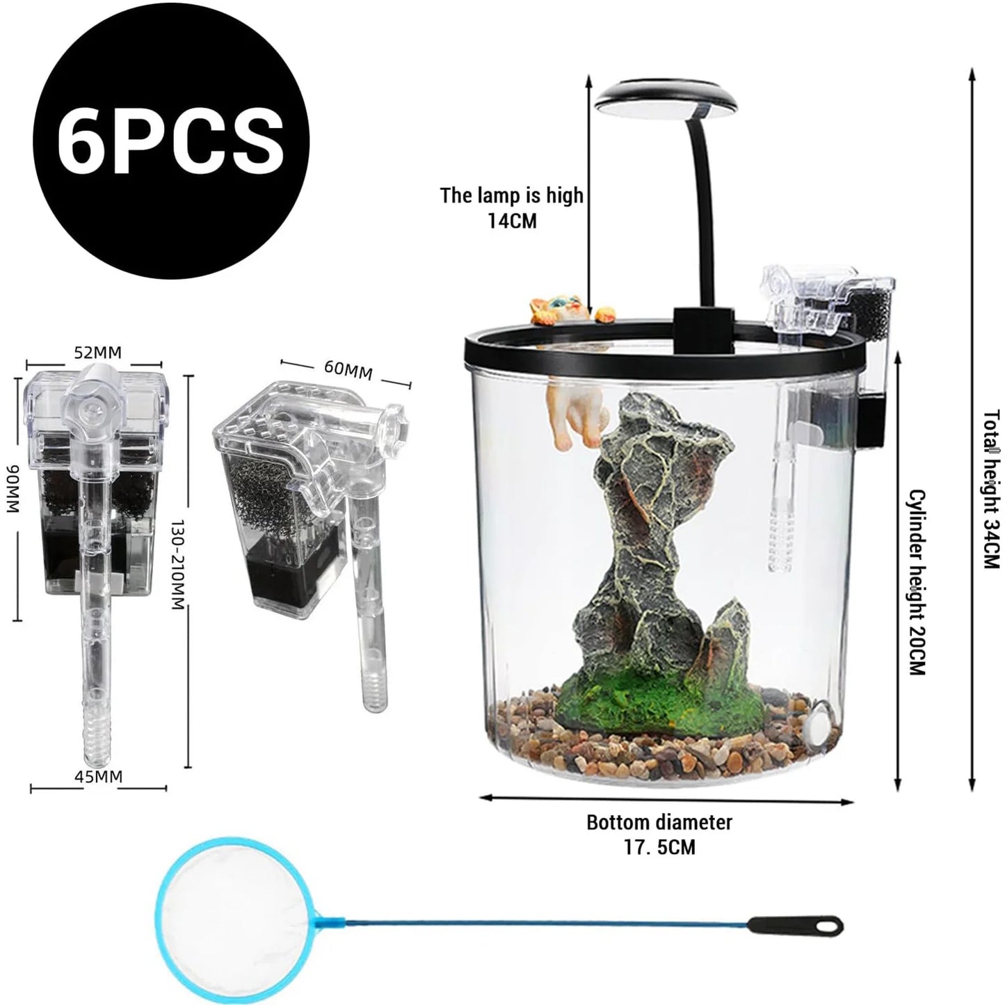 HiMISS Betta Fish Tank Starter Kit Acrylic for Beginners