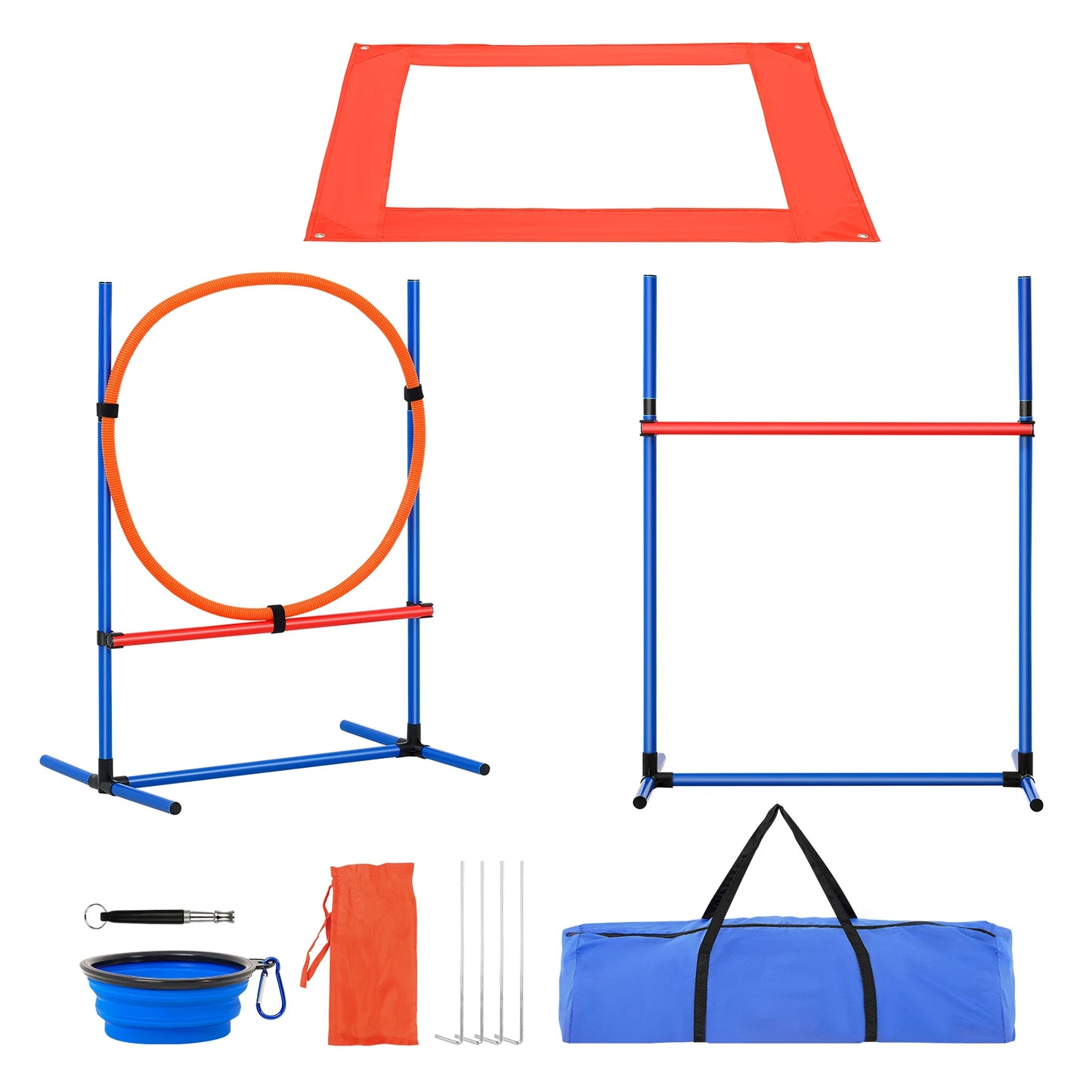 SucceBuy Dog Agility Training Set With Adjustable Hurdles And Poles