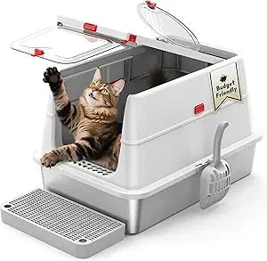 Cat Litter Box Self-Cleaning Enclosed Top-Entry Design