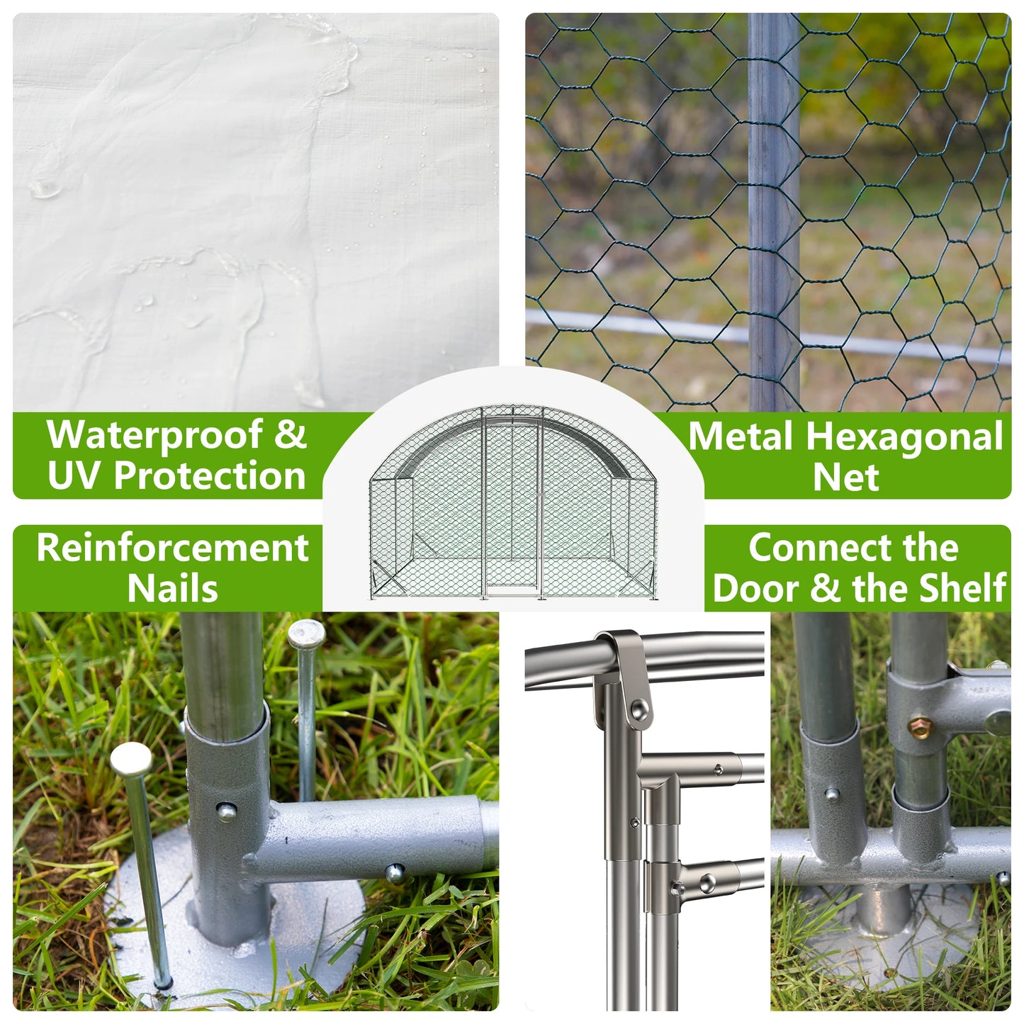 Chicken Coop Iron Walk In Hen House Waterproof UV Cover