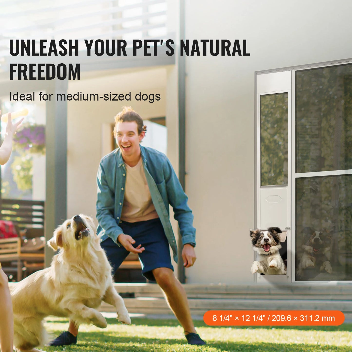 SucceBuy Dog Door Adjustable Height For Sliding Glass Doors