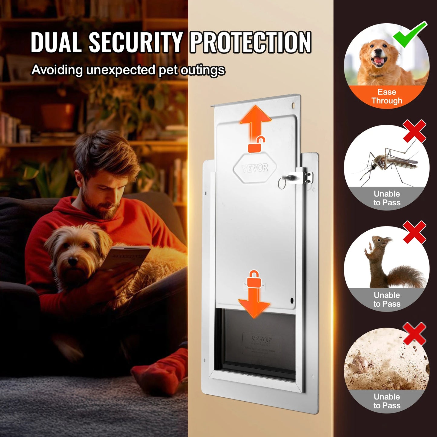 Dog Door Pet Door Metal Frame With Lock Weatherproof