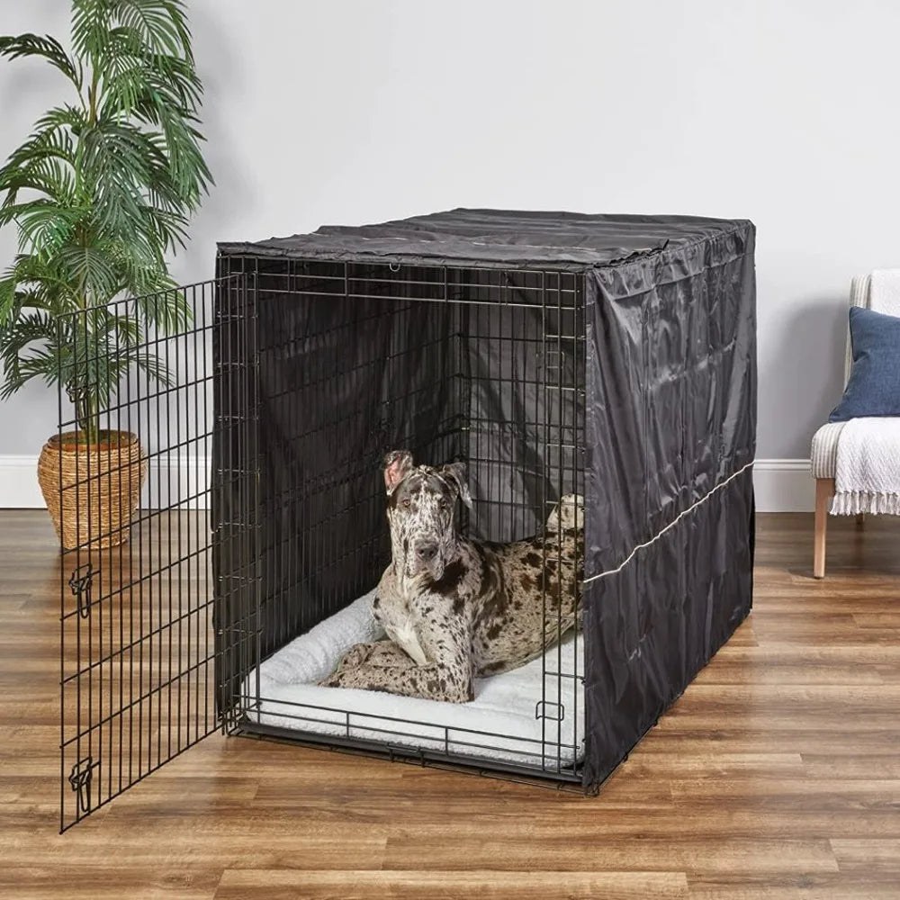 Extra Large Dog Crate Cover, Black Polyester Privacy Kennel for 54-Inch Crates, Machine Washable to Reduce Barking
