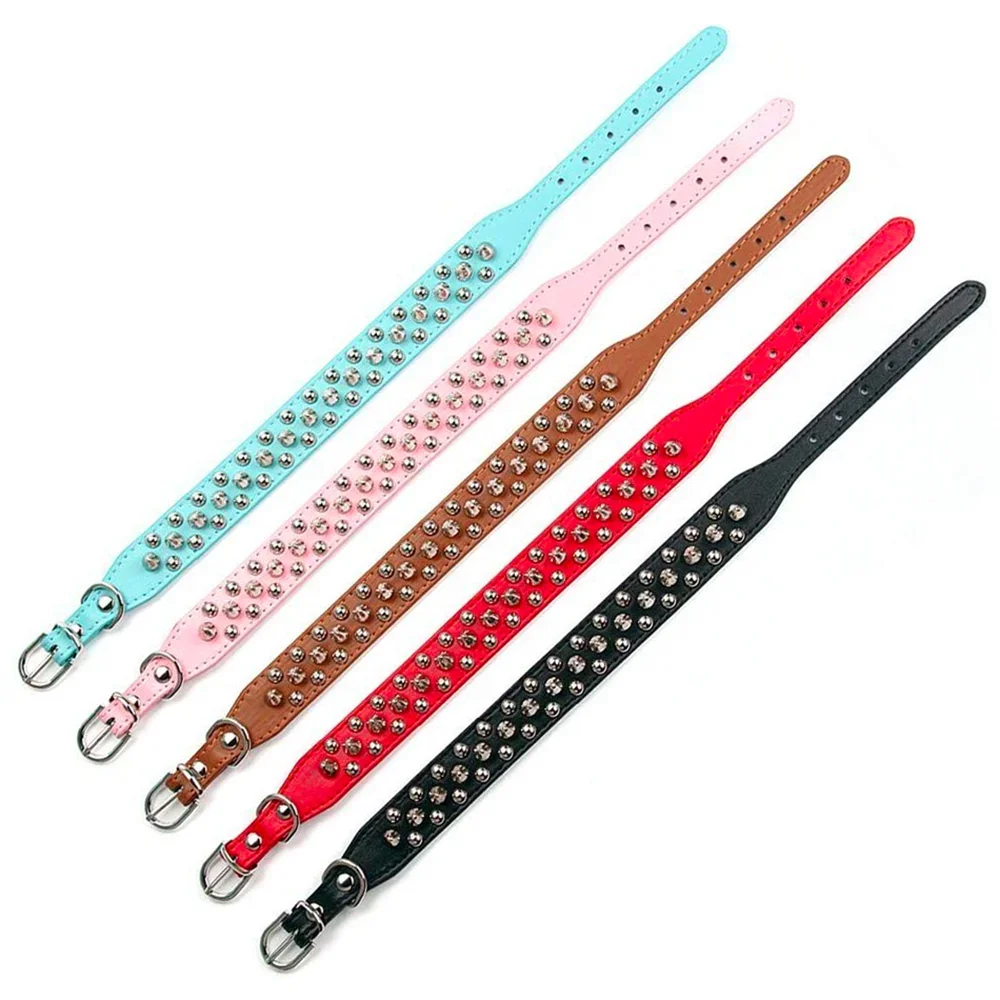 Dog Collar Leather Adjustable Rivet Spiked Punk Style