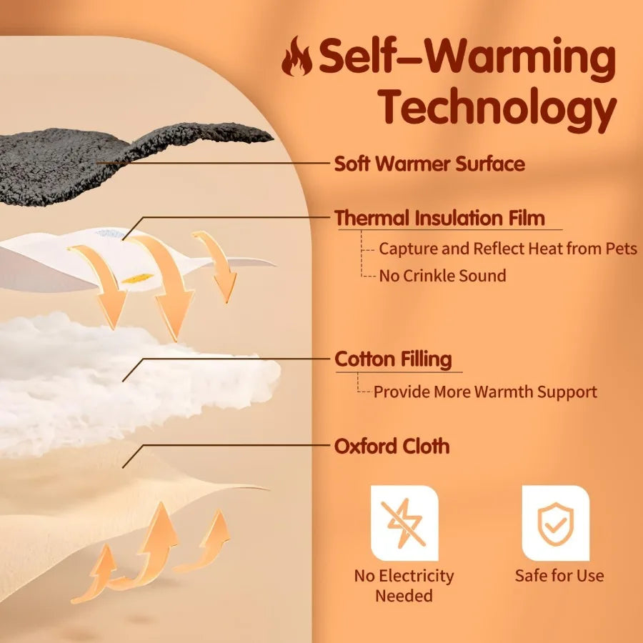 Self Warming Cat Bed Washable Cozy Durable Comfortable Kennel Pad