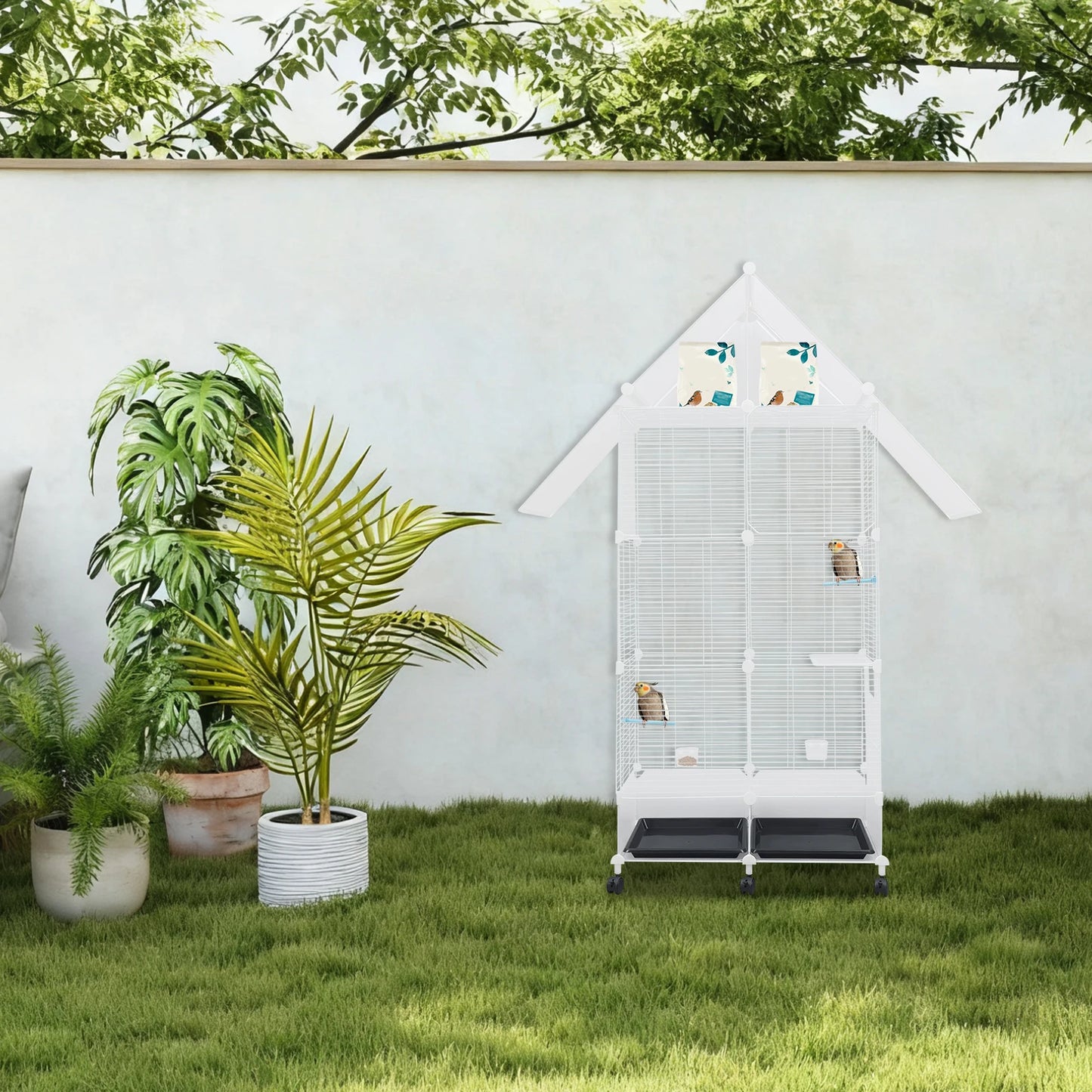Sichuan Bird Cage With 6 Universal Wheels And Storage Top