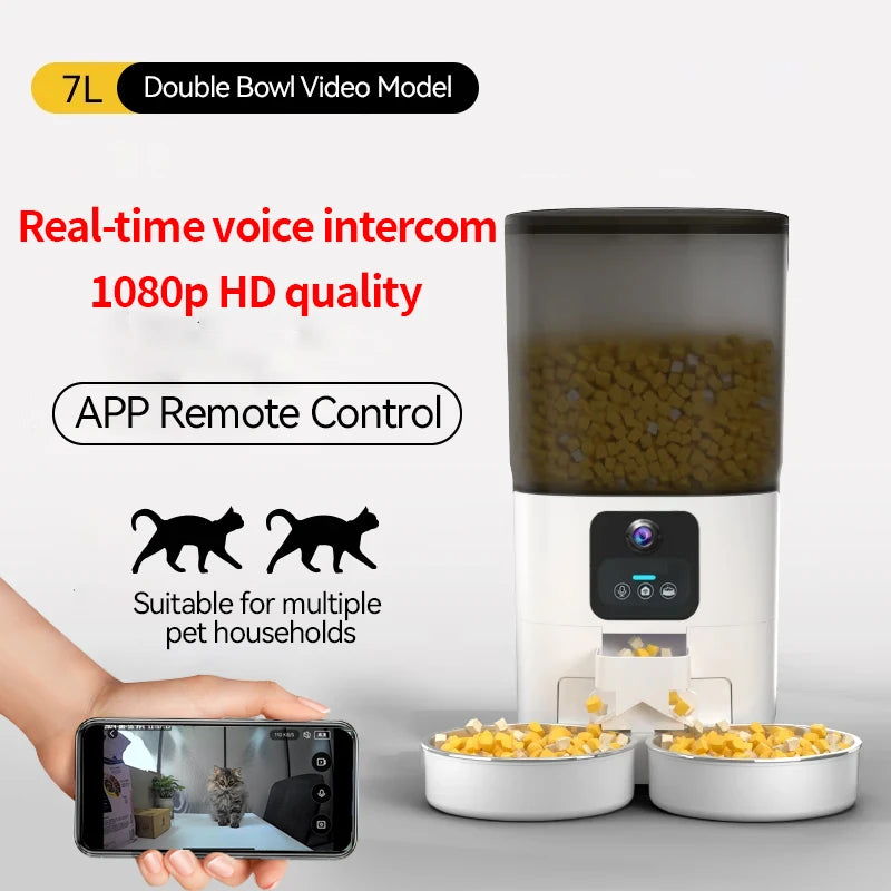 PAPIFEED Cat Double Bowl Smart Automatic Feeder With WiFi Timer