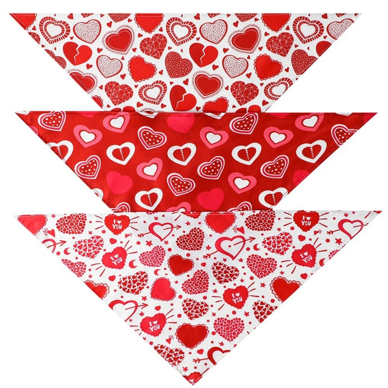 Dog Bandana Nylon Valentines Heart Print Durable Washable