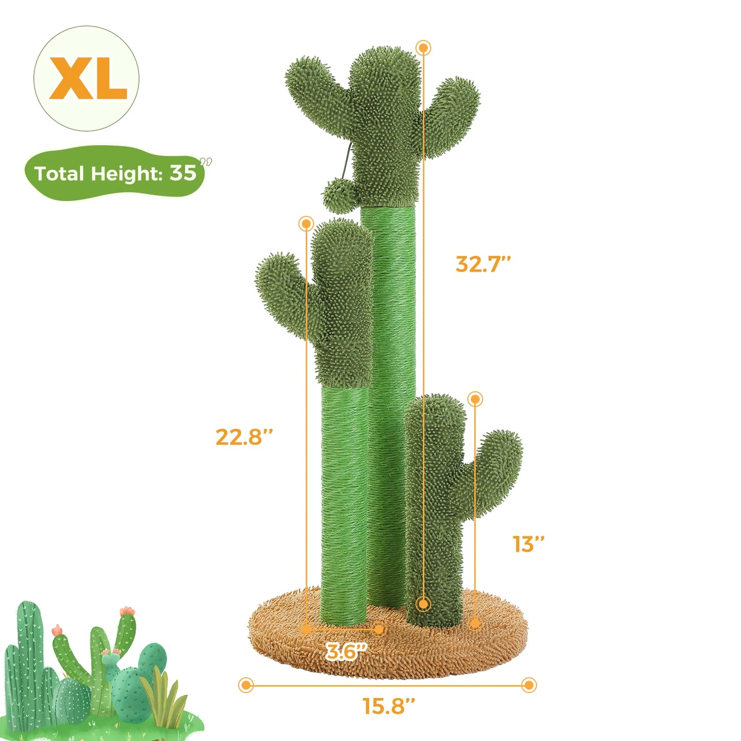 PEQULTICN Cat Tree With Cactus Design and Indoor Scratching Post